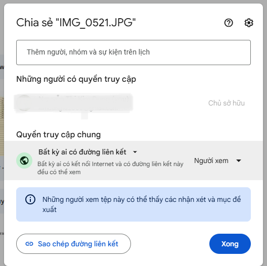 Hướng dẫn cách chia sẻ Google Drive qua Zalo trên máy tính bước 4